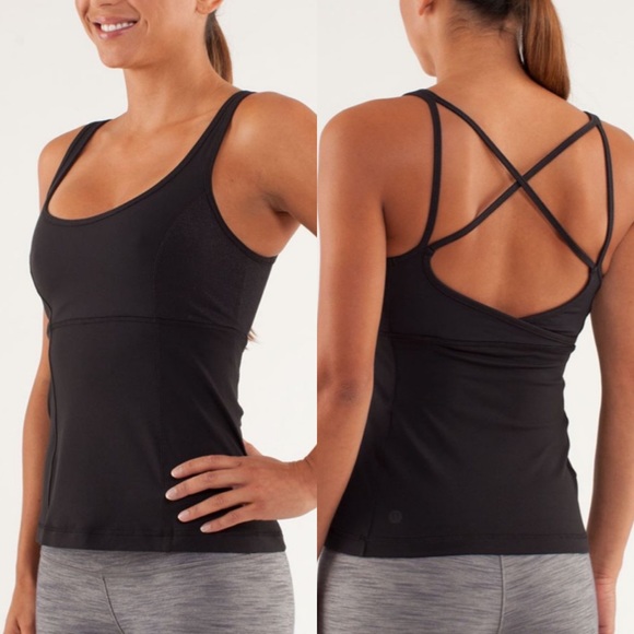 lululemon athletica Tops - Lululemon Back Burner Tank Black Size 10